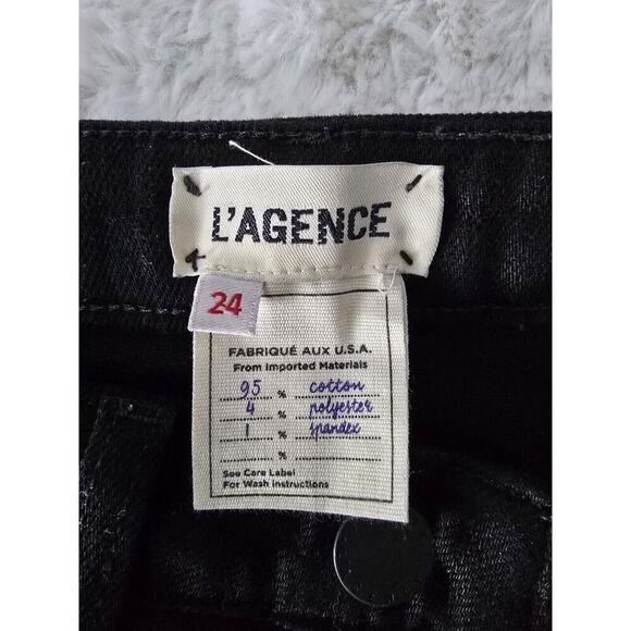 L'Agence High Line Skinny High Rise Saturated Black Distruct Distressed Jeans 24 - Picture 12 of 16